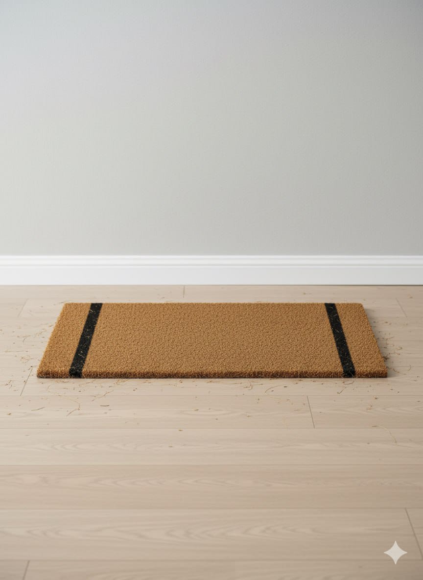 Coir doormat with rough dirt-scraping texture